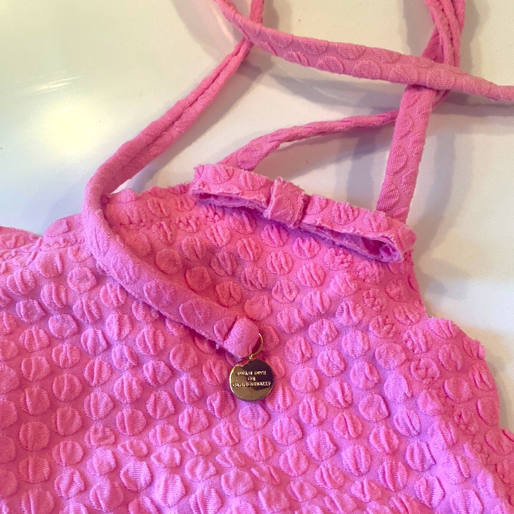 Kate Spade Scallop Trim Halter One Piece Swim Suit. Size M.